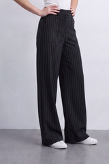 Women’s Tomato Store City Pinstripe Wide Pants Vertical Pinstripe Pattern Sharpens Smooth Tailored
