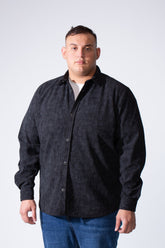 Men's Classic Neck Washed Design Button Down With Ribbed Textured Velvet Fabric Modern Big Size Shirt