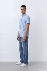 Men’s Tomato Store Oxford Slim Fit Shirt Short Sleeve Button Down Collar Lightweight Breathable Fabric