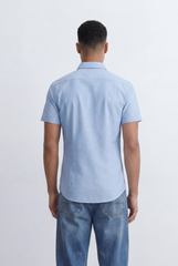 Men’s Tomato Store Oxford Slim Fit Shirt Short Sleeve Button Down Collar Lightweight Breathable Fabric