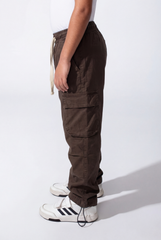 Boy's Wide-Leg Design Elastic Waist Side Cargo Pockets Hams Bungee Cords Versatile Urban Style Cargo Pants