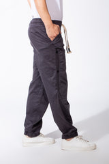 Men's Drawstring Waist Tapered Elastic Cuffs Side-Snap Detailing And Pockets Cargo Pants