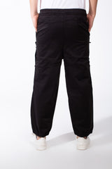 Men's Drawstring Waist Tapered Elastic Cuffs Side-Snap Detailing And Pockets Cargo Pants