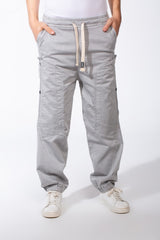 Men's Drawstring Waist Tapered Elastic Cuffs Side-Snap Detailing And Pockets Cargo Pants