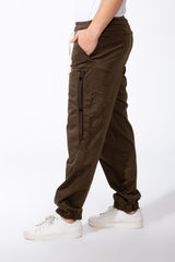 Men's Drawstring Waist Tapered Elastic Cuffs Side-Snap Detailing And Pockets Cargo Pants