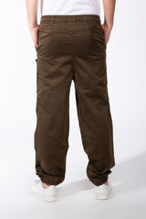 Men's Drawstring Waist Tapered Elastic Cuffs Side-Snap Detailing And Pockets Cargo Pants