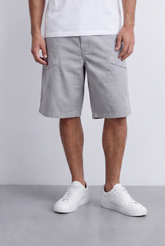 Men's Oversized Fit Gabardine Short Utility Curved Pockets For An Effortless Casual Look Tomato Store