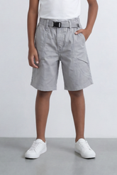 Boy's Tomato Store Utility Short Adjustable Web Belt Relaxed Cargo Inspired Fit Curved Seam Pocket Detail