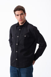 Men's Classic Collar Functional Dual Chest Pockets Tailored Long Sleeves Buttoned Cuffs Textured Patterned Fabric Regular Fit Shirt