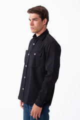 Men's Classic Collar Functional Dual Chest Pockets Tailored Long Sleeves Buttoned Cuffs Textured Patterned Fabric Regular Fit Shirt