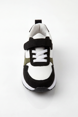 Boy's Suede Sport Sneaker Multi-Textured Appearance Padded Collar Ankle Support During Play Hook-And-Loop Strap Shoes