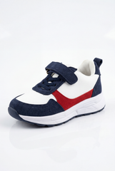 Boy's Suede Sport Sneaker Multi-Textured Appearance Padded Collar Ankle Support During Play Hook-And-Loop Strap Shoes