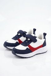 Boy's Suede Sport Sneaker Multi-Textured Appearance Padded Collar Ankle Support During Play Hook-And-Loop Strap Shoes