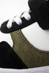 Boy's Suede Sport Sneaker Multi-Textured Appearance Padded Collar Ankle Support During Play Hook-And-Loop Strap Shoes