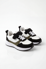 Boy's Suede Sport Sneaker Multi-Textured Appearance Padded Collar Ankle Support During Play Hook-And-Loop Strap Shoes