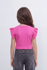 Girl's Tomato Store Cherry Pop Cropped T-Shirt Scattered Mini Cherry Artwork On Clean Plain
