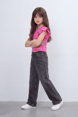 Girl's Tomato Store Cherry Pop Cropped T-Shirt Scattered Mini Cherry Artwork On Clean Plain