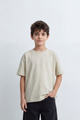 Boy's Tomato Store Freedom Note T-Shirt Soft Washed Surface Plain Front Back Mini Typography Patch Oversized