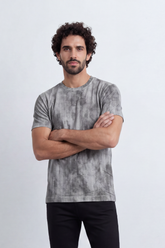 Men’s Tomato Store Vertical Fade T-Shirt Washed Stripe Texture Runs Down Body Tonal Speckle Grain Detail Regular