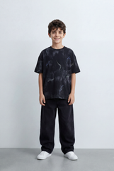 Boy’s Tomato Store Graphic Oversized T-Shirt Abstract Marble Inspired Print Artistic Sketch Details
