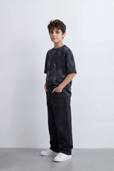 Boy’s Tomato Store Graphic Oversized T-Shirt Abstract Marble Inspired Print Artistic Sketch Details