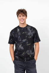 Men’s Tomato Store Graphic T-Shirt Cloud Wash Finish Abstract Line Print Details