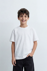 Boy's Tomato Store Oversize Cloud Outline T-Shirt Tonal Raised Animal Motifs Scattered Across The Body Clean Plain Base