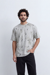 Tomato Store Men's Scribble Wash T-Shirt Abstract Marker Print Washed Texture - Front View