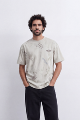Men’s Tomato Store Abstract Sketch T-Shirt Artistic Linework Print Washed Texture Detailing