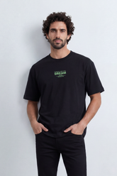 Men’s Tomato Store Dream State T-Shirt Smooth Plain Surface Small Chest Dream Typography Print Contrast Green Artwork Relaxed Fit