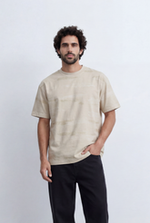 Men’s Tomato Store Tonal Texture T-Shirt Subtle Brush Stroke Pattern Relaxed Shape