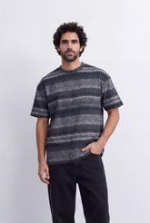 Men’s Tomato Store Vintage Stripe T-Shirt Washed Horizontal Pattern Relaxed Fit