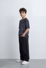 Boy'’s Tomato Store Oversized T-Shirt Deep Cloud Wash Effect Tonal All Over Texture