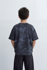 Boy'’s Tomato Store Oversized T-Shirt Deep Cloud Wash Effect Tonal All Over Texture