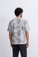 Men’s Tomato Store Abstract Washed Slim Fit T-Shirt Layered Shadow Texture Effect