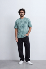 Men’s Tomato Store Abstract Washed Slim Fit T-Shirt Layered Shadow Texture Effect
