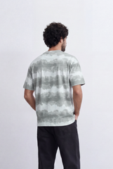 Men’s Tomato Store Tie Dye Stripe T-Shirt Blended Horizontal Wash Pattern Relaxed Shape