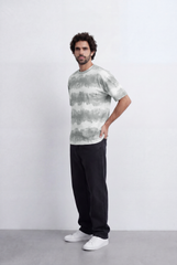 Men’s Tomato Store Tie Dye Stripe T-Shirt Blended Horizontal Wash Pattern Relaxed Shape