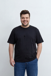 Men’s Tomato Store Big Size Distressed T-Shirt Intentional Ripped Details