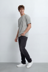 Men’s Tomato Store Cracked Slub Texture T-Shirt Made Loose Relaxed Fit Subtle Scratch Graphics