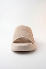 Women’s Tomato Store Duck Platform Slides Textured Knit Upper Lightweight Cushioned Sole Slipper