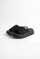 Women’s Duck Tomato Store Cross Strap Slides Textured Upper Lightweight Platform Sole Easy Slip Design Sandal