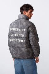Men's Tie Dye Waterproof Back Text Print Jacket