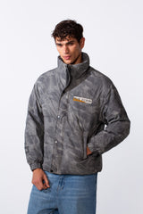 Men's Tie Dye Waterproof Back Text Print Jacket