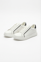 Men’s Clean Textured Minimalist Trainer Low-Top Sneakers Slim Inlaid Trim Along Side Panels Classic Shoes