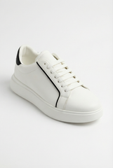 Men’s Clean Textured Minimalist Trainer Low-Top Sneakers Slim Inlaid Trim Along Side Panels Classic Shoes