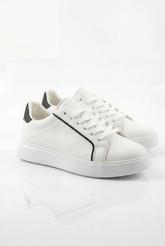 Men’s Clean Textured Minimalist Trainer Low-Top Sneakers Slim Inlaid Trim Along Side Panels Classic Shoes