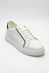 Men’s Clean Textured Minimalist Trainer Low-Top Sneakers Slim Inlaid Trim Along Side Panels Classic Shoes