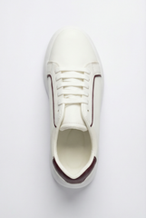 Men’s Clean Textured Minimalist Trainer Low-Top Sneakers Slim Inlaid Trim Along Side Panels Classic Shoes