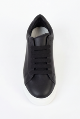 Men’s Sleek Leather Trainer Low-Top Sneakers Extra-Wide Flat Laces For Bold Modern Edge High End Fashion Shoes